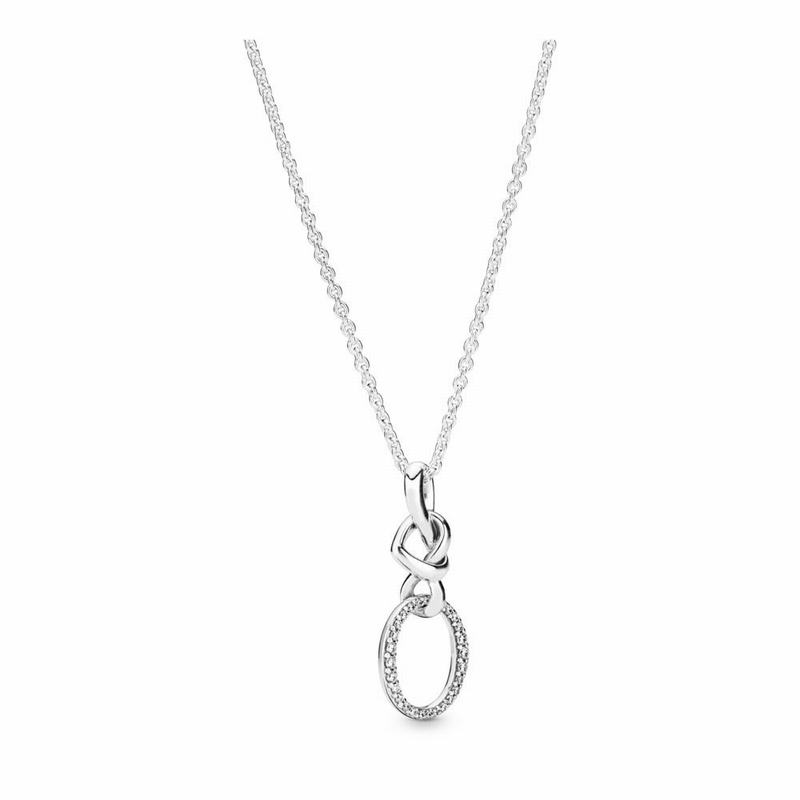 Pandora Knotted Heart Necklace - Sterling Silver/Silicone/Cubic Zirconia - Canada | FY9530TW